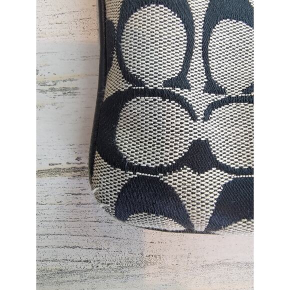 Coach Signature Jacquard CC Crossbody Bag Leather Accents Leaf Zipper Pull - Picture 5 of 10